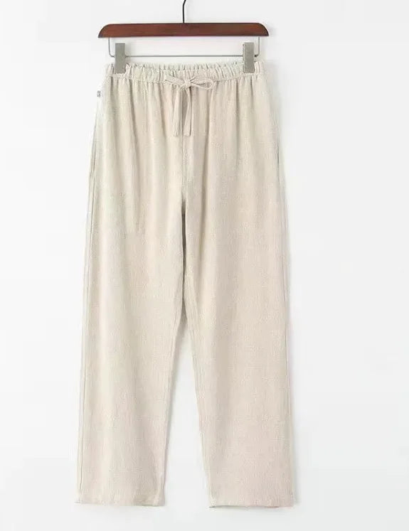 Camisa de lino con cuello alto y efecto ventilado