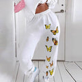 Pantalones holgados de talle alto y gran tamaño con estampado de mariposas
