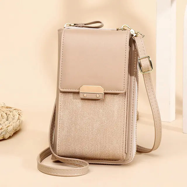 Bolso bandolera tipo cartera de piel sintética para mujer