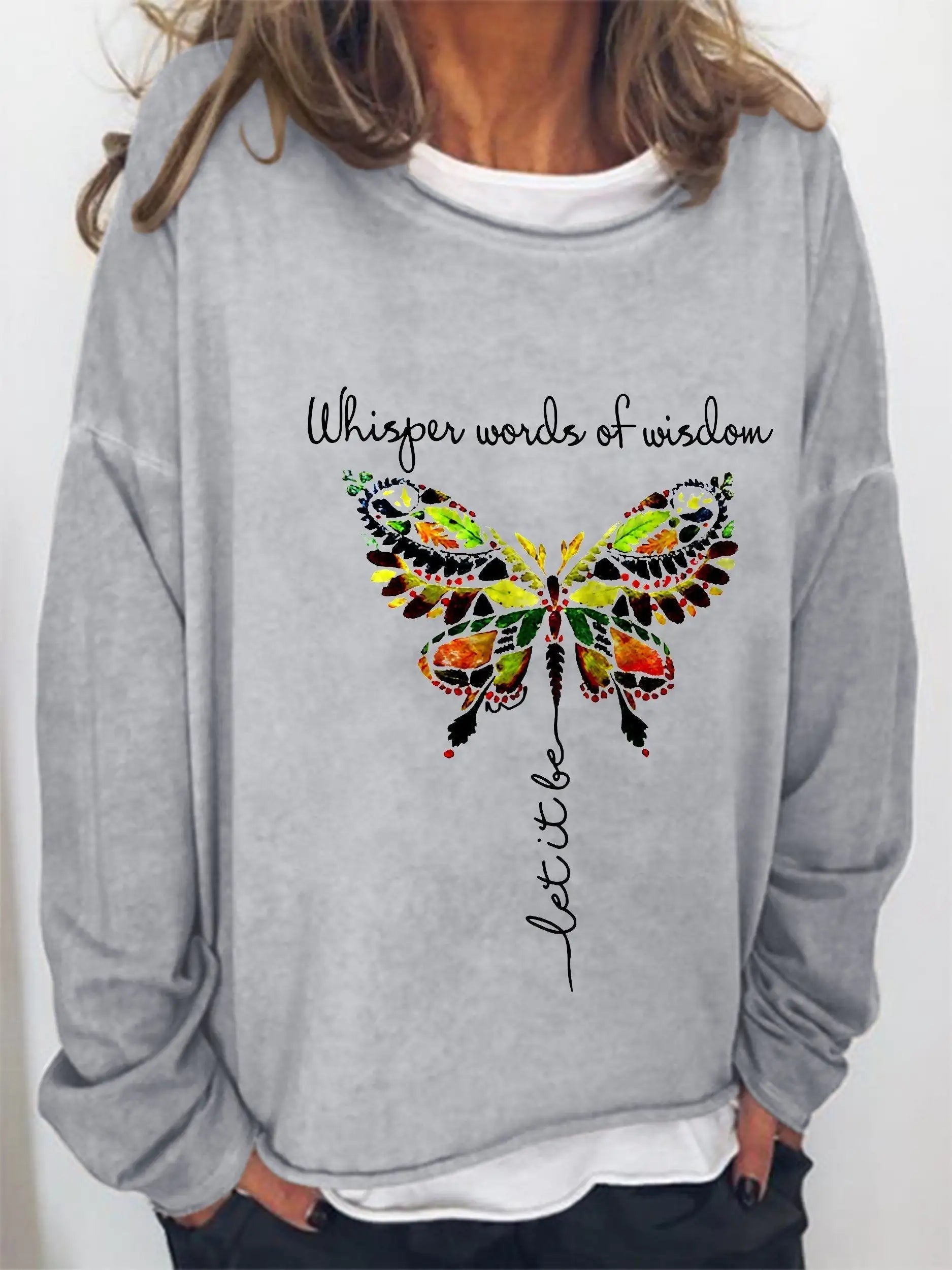 Camiseta de manga larga "Palabras de sabiduría" para mujer