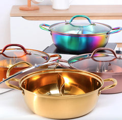 Titanium Plated Stainless Steel Dual Section Hot Pot