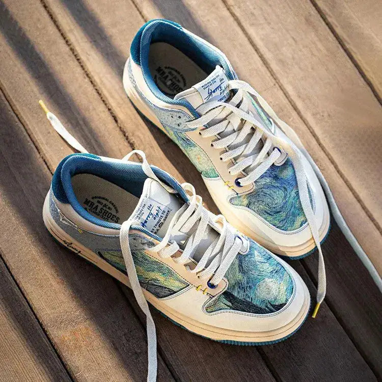 Zapatillas de lona para hombre con la leyenda "La noche estrellada de Van Gogh"