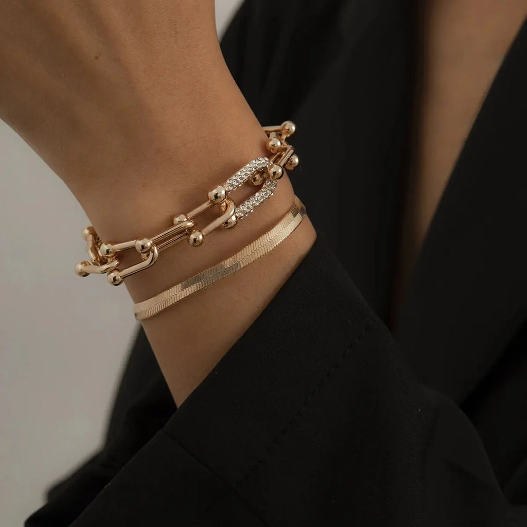 Pulsera con dije de cadena de circonitas de cristal