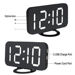 Digital LED Display Alarm Clock With 2 USB Output Ports