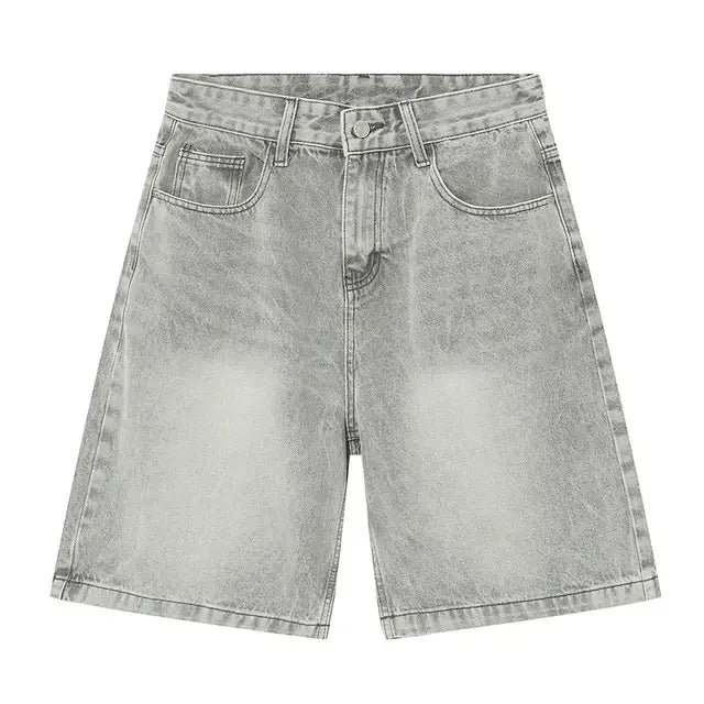 Pantalones cortos de mezclilla azules vintage para hombre, casuales y holgados
