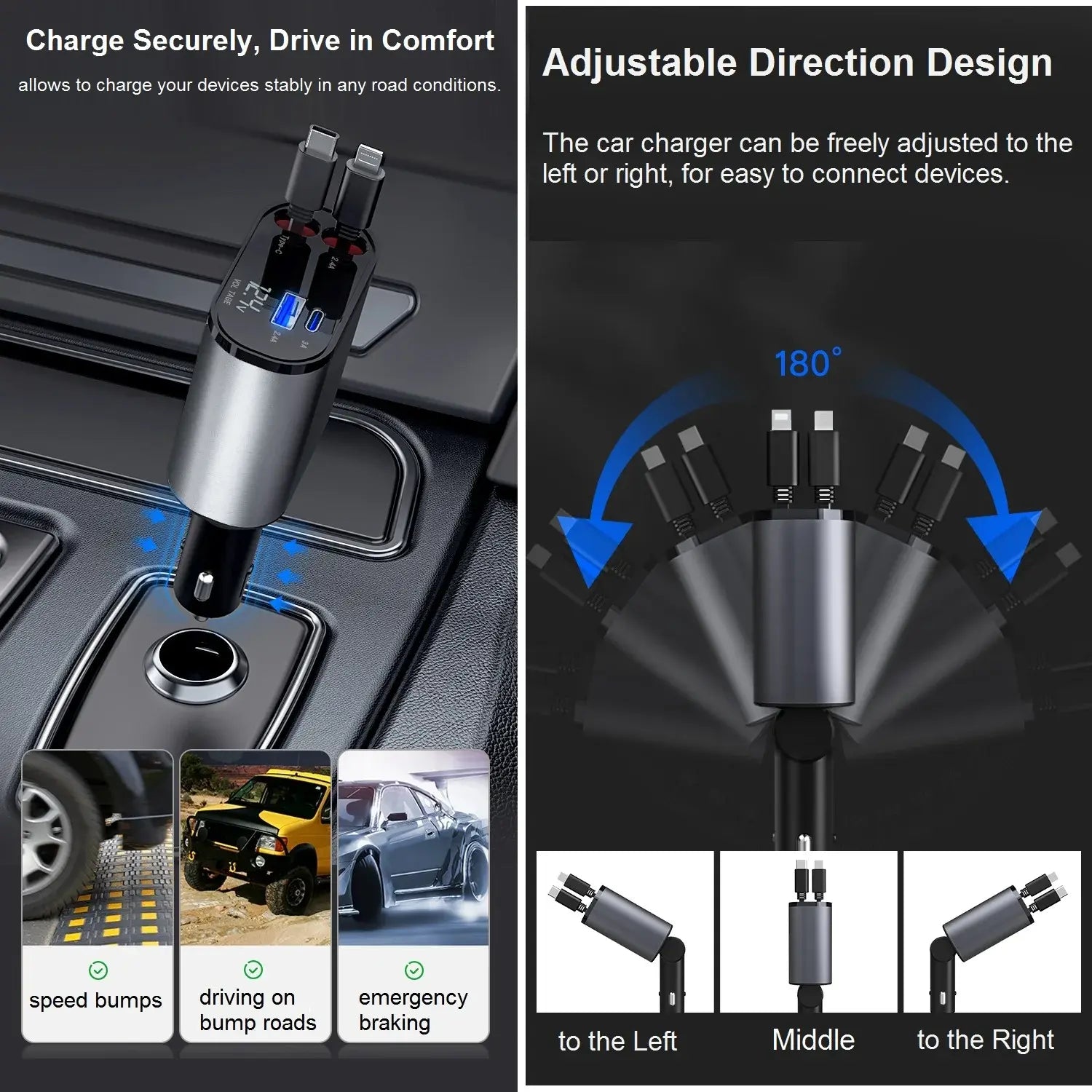 Cargador retráctil para coche