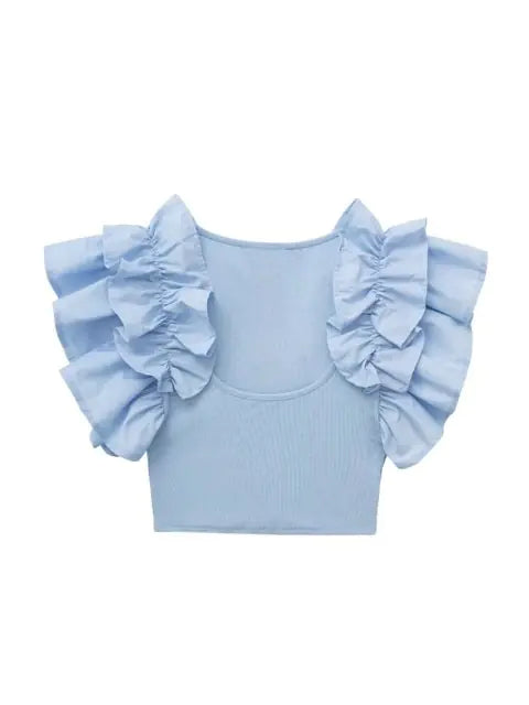Camisetas ajustadas de punto sexys de moda de verano TRAF para mujer