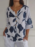 Blusa tipo túnica con cuello en V y estampado