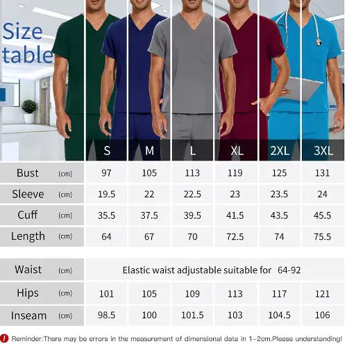 Uniforme médico con cuello en V para hombre