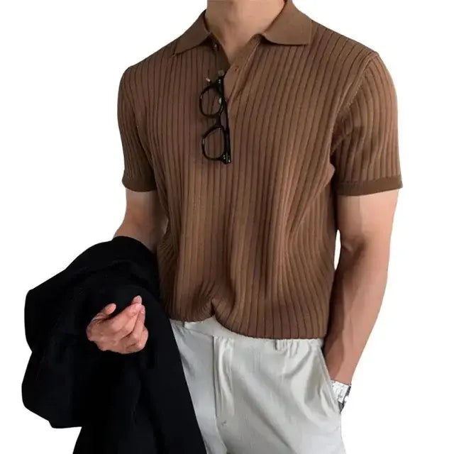 Camiseta de punto suelto con solapa