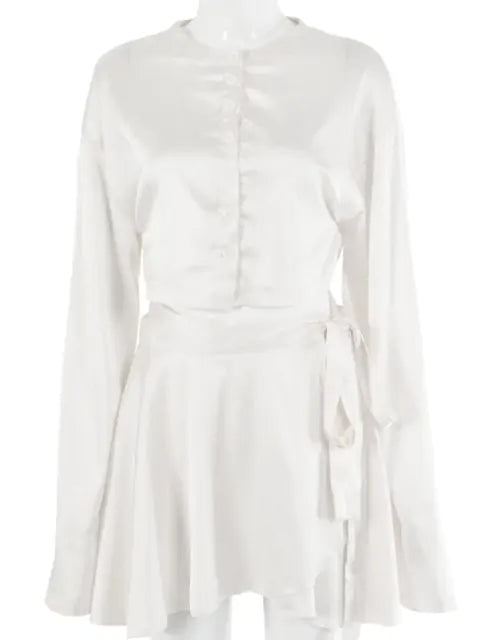 Conjunto de vestido informal de satén de dos piezas