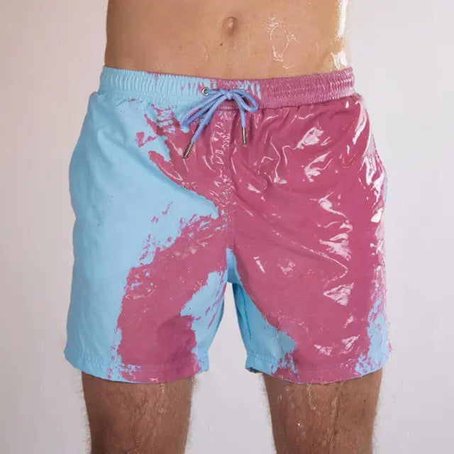 Pantalones cortos de playa para hombre con cambio de color mágico