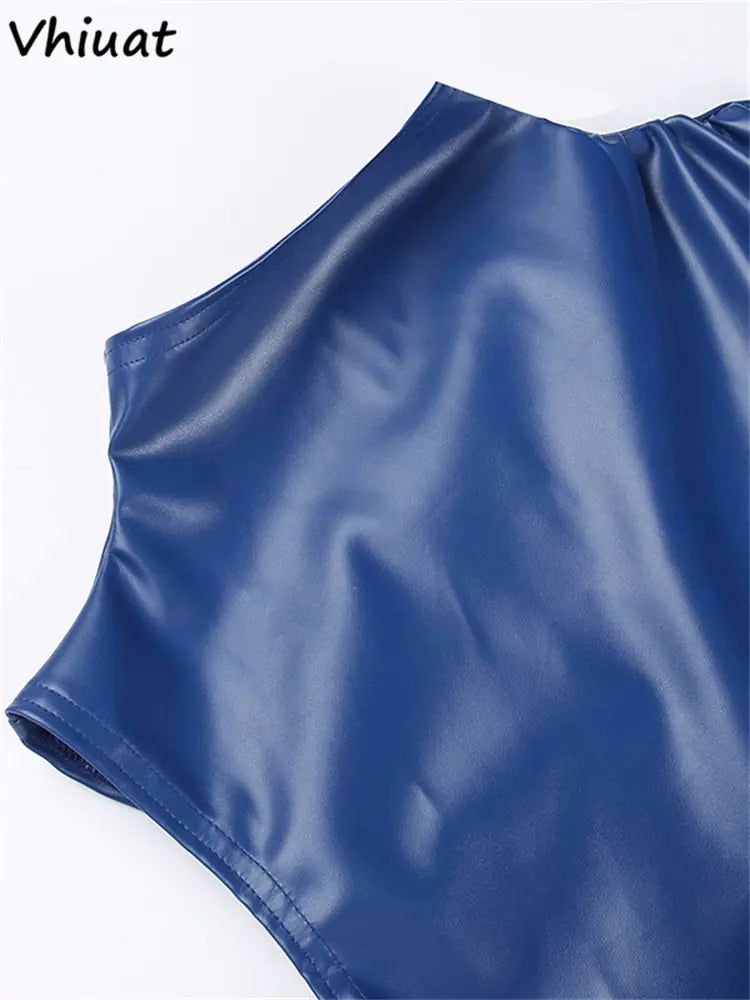 Minivestido de cuero sexy para mujer
