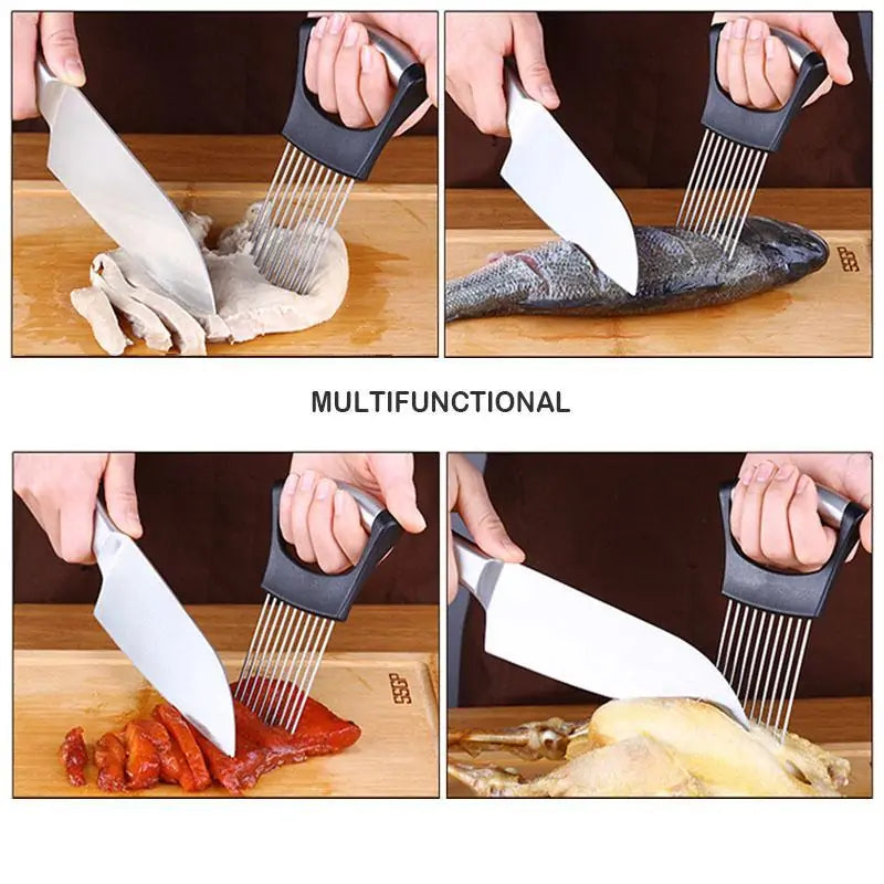 Soporte para cortar alimentos con soporte para verduras de acero inoxidable
