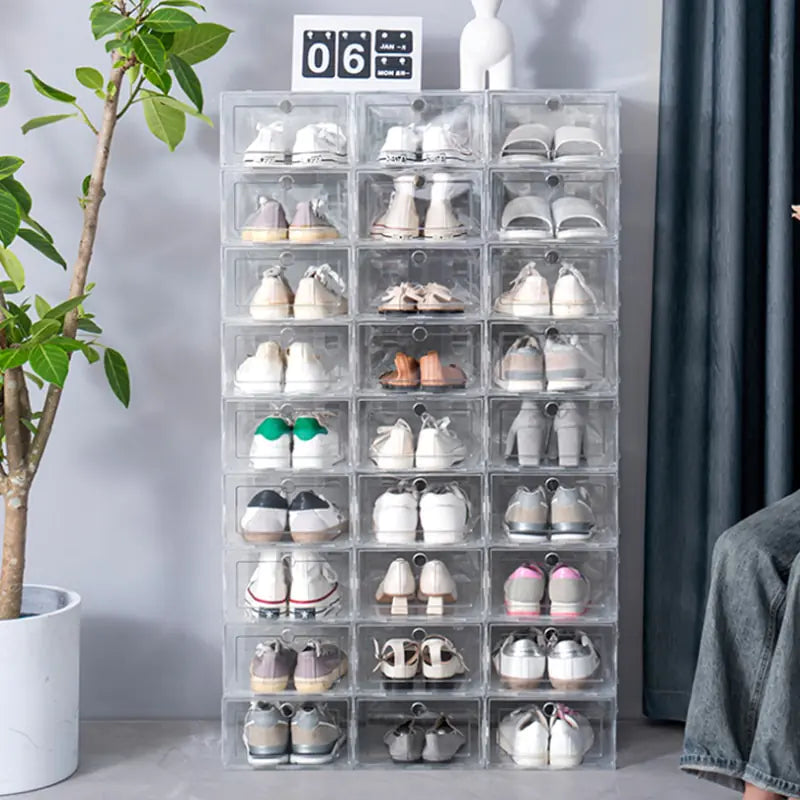 Juego de 6 cajas de plástico para zapatos, transparentes y gruesas, con cajón