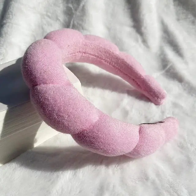 Diadema de tela de rizo con burbujas de maquillaje de spa