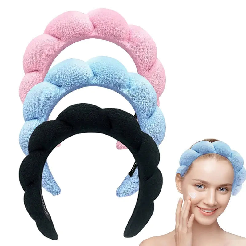 Diadema de tela de rizo con burbujas de maquillaje de spa