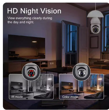 Cámara de vigilancia con bombilla E27, visión nocturna a todo color, seguimiento automático de personas, zoom, monitor de seguridad interior, mini cámara IP Wifi