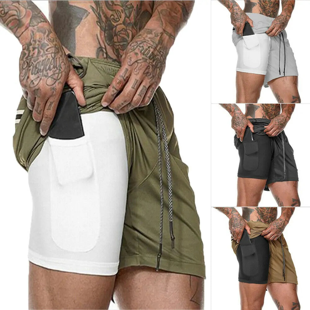 Pantalones cortos para correr Ropa deportiva doble para exteriores