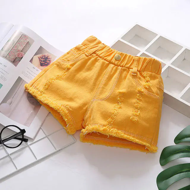 Nuevos pantalones cortos de mezclilla para niñas de estilo occidental