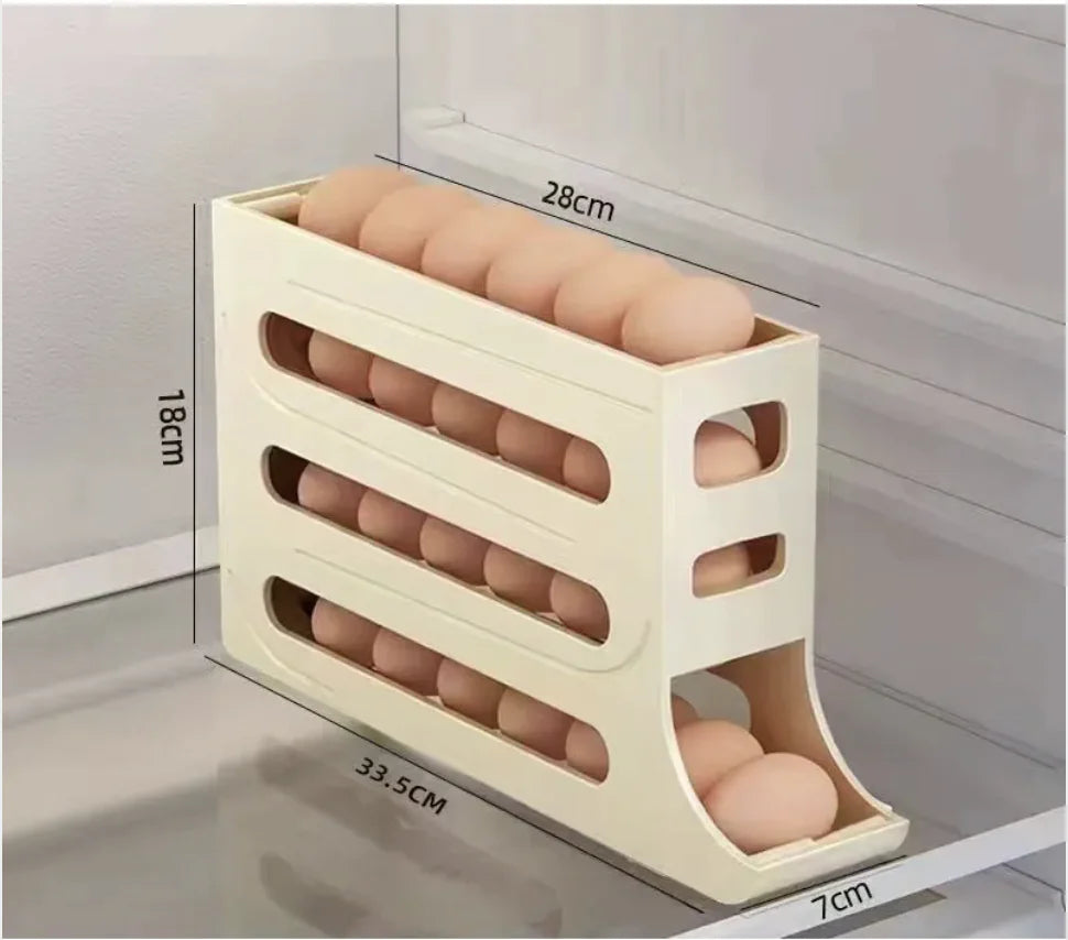 Bandeja enrollable automática para huevos de 4 capas: caja de almacenamiento para refrigerador de gran capacidad