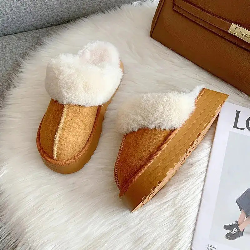 Sandalias de felpa de invierno de lujo antideslizantes