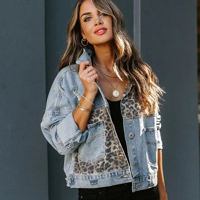 Chaqueta vaquera de manga larga para mujer