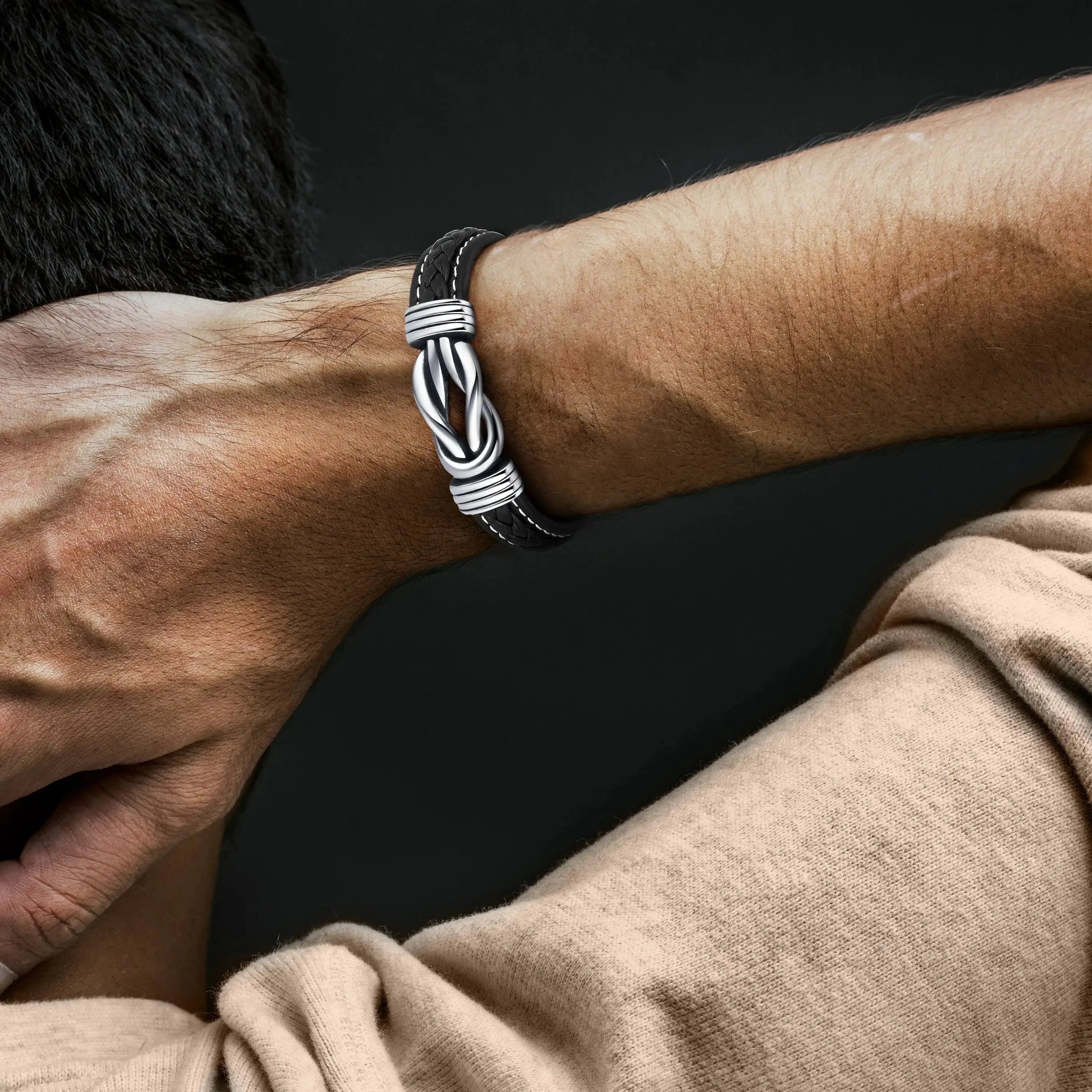 Pulsera de Cuero Trenzada Madre e Hijo Conectados por Siempre