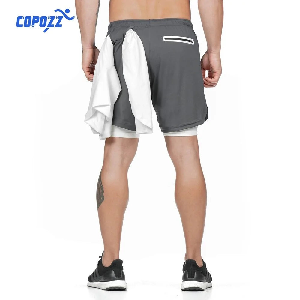 Pantalones cortos para correr 2 en 1 con forro de bolsillo incorporado