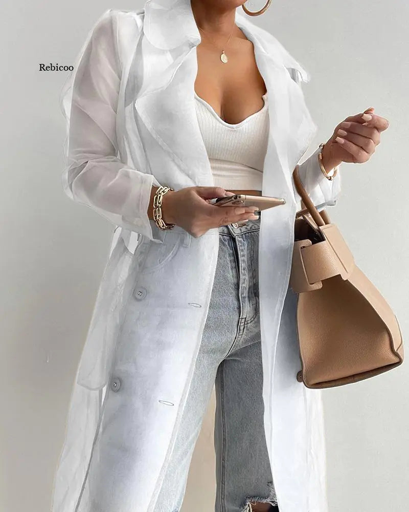 Tops transparentes para exteriores a la moda para mujer