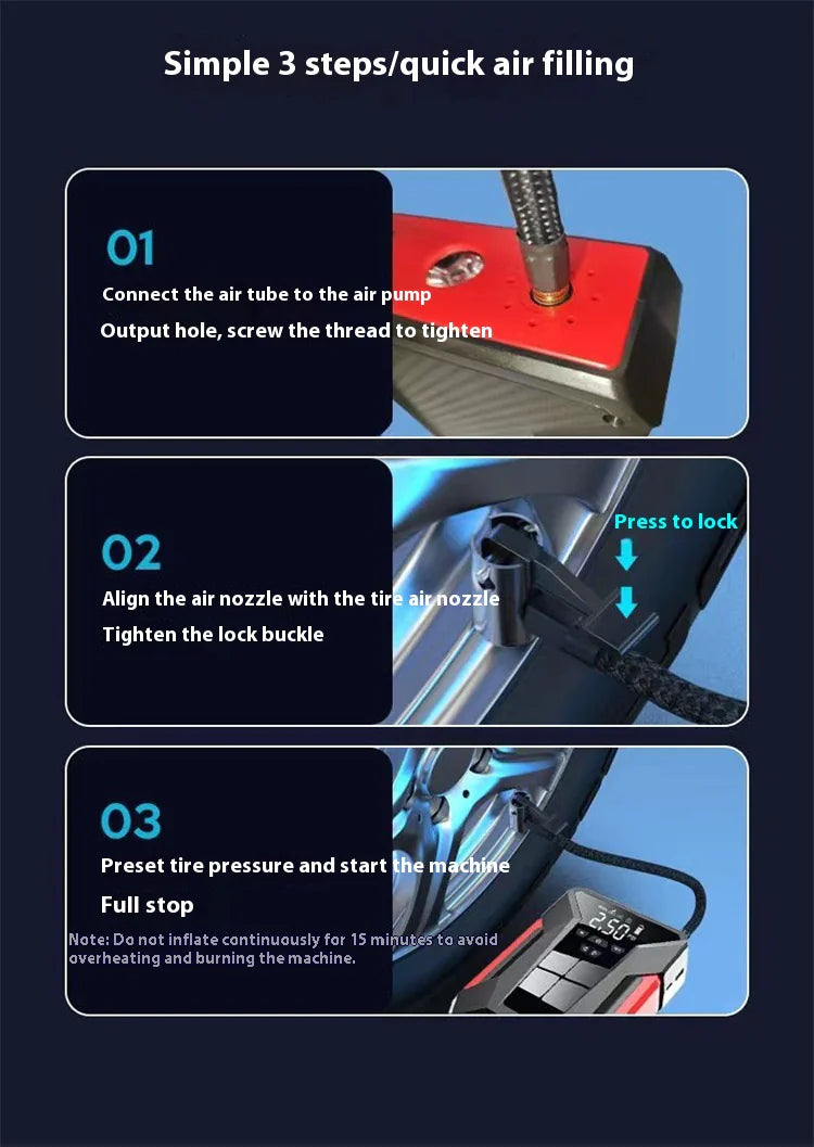 Banco de energía de emergencia para automóvil de 12 V y arrancador inflable todo en uno