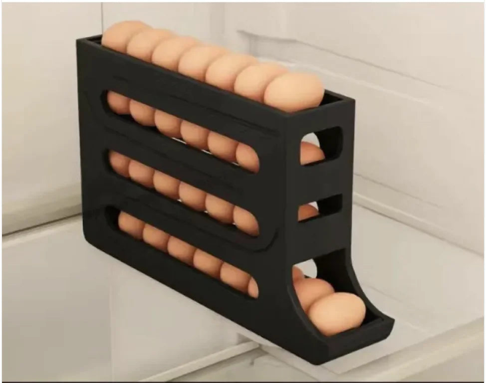 Bandeja enrollable automática para huevos de 4 capas: caja de almacenamiento para refrigerador de gran capacidad