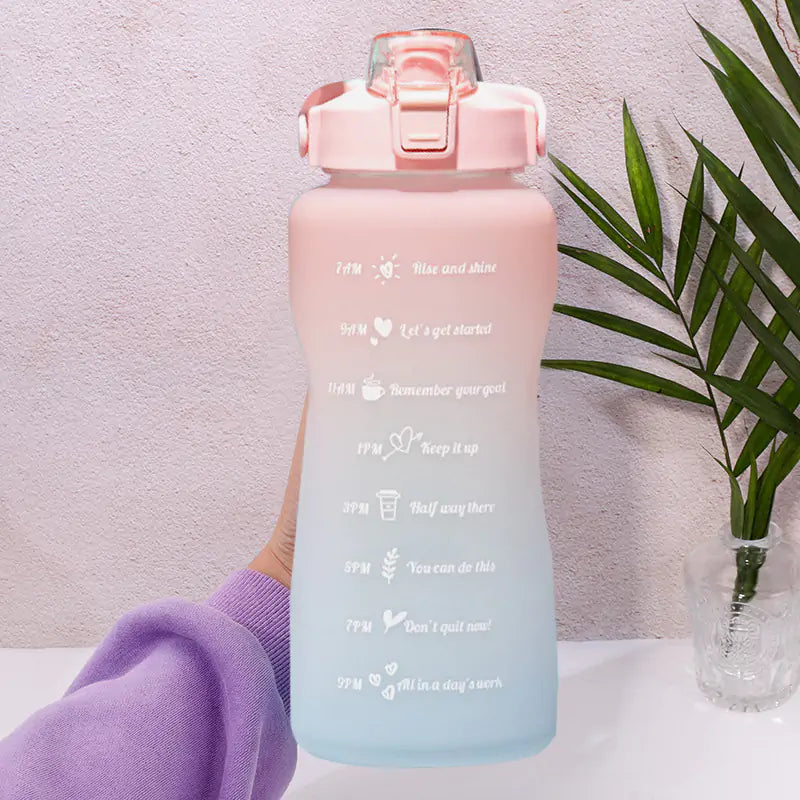 Botella de agua de gran capacidad de 2 l con pajita
