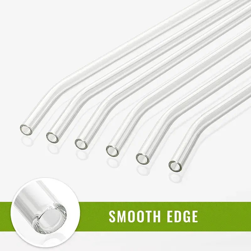 Paquete de 12 pajitas de vidrio reutilizables