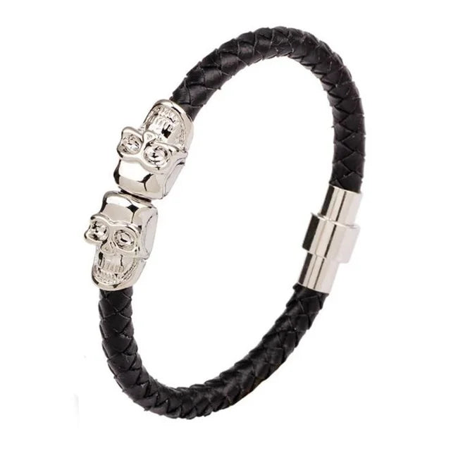 Pulsera clásica de cuero multicapa tejida a mano