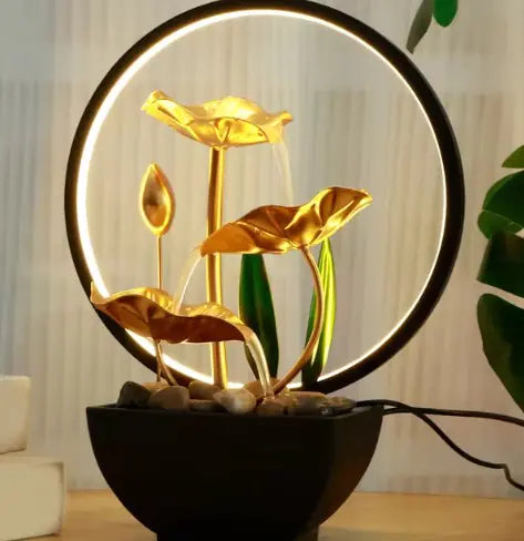 Decoración de escritorio con cascada circular