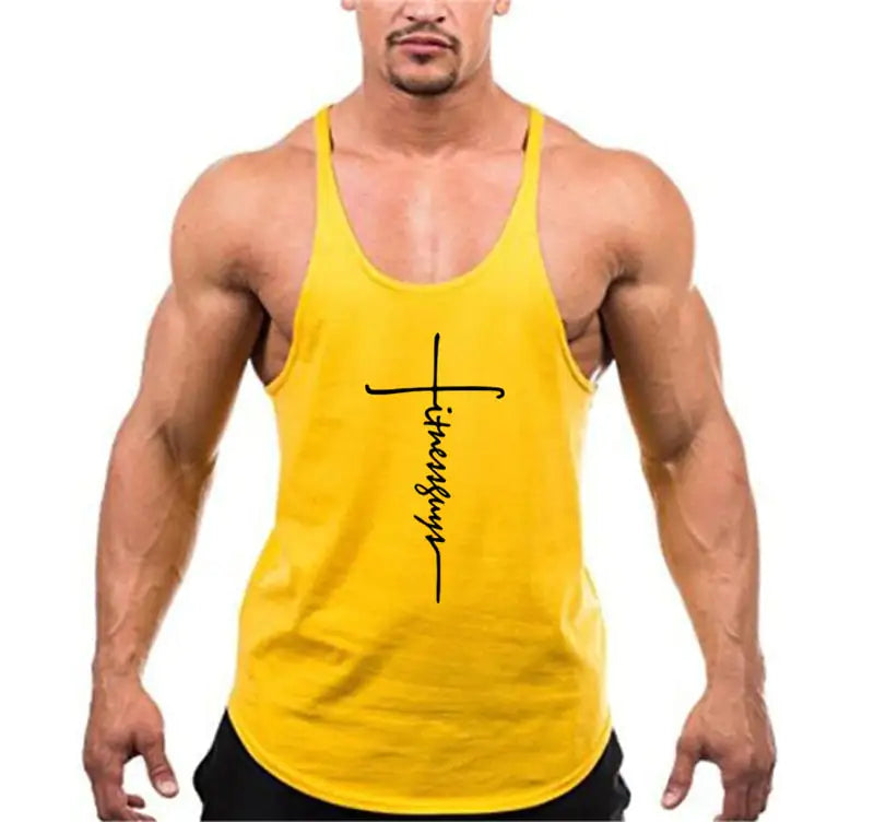 Camiseta sin mangas con tirantes para hombre, marca Gym, ropa de culturismo