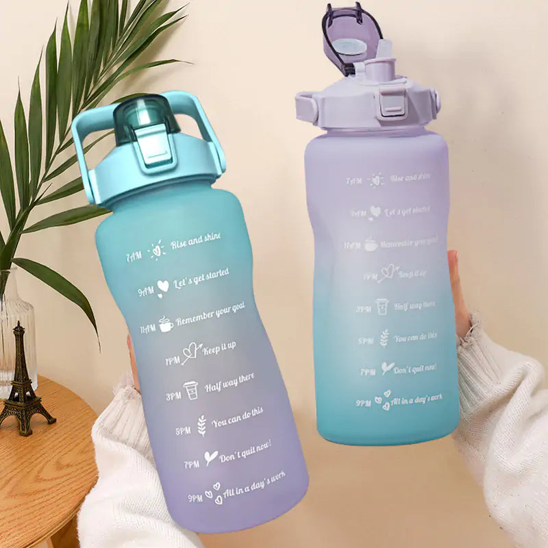 Botella de agua de gran capacidad de 2 l con pajita