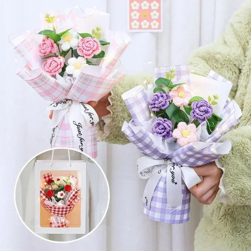 Ramo de flores de crochet de colores