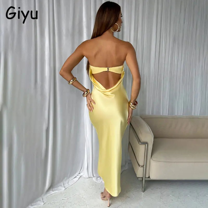 Vestido de noche sexy de satén Giyu