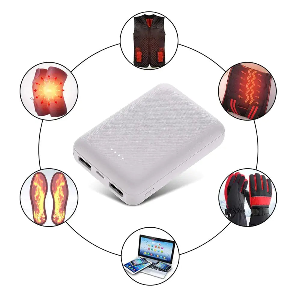 Banco de energía de 20000 mAh, cargador USB portátil, paquete de batería externa de carga rápida para calentar chalecos, chaquetas, bufandas, calcetines, guantes, equipo