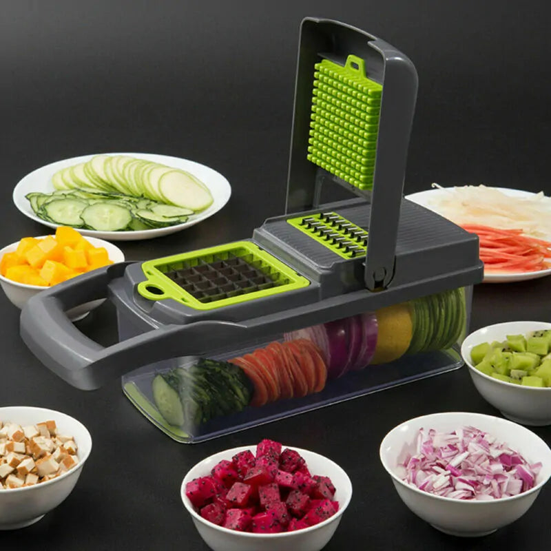 Cortador de verduras multifunción 7 en 1, cortador de alimentos, cortador en cubitos