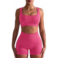Conjunto de shorts y chaleco de cintura alta acanalados para mujer