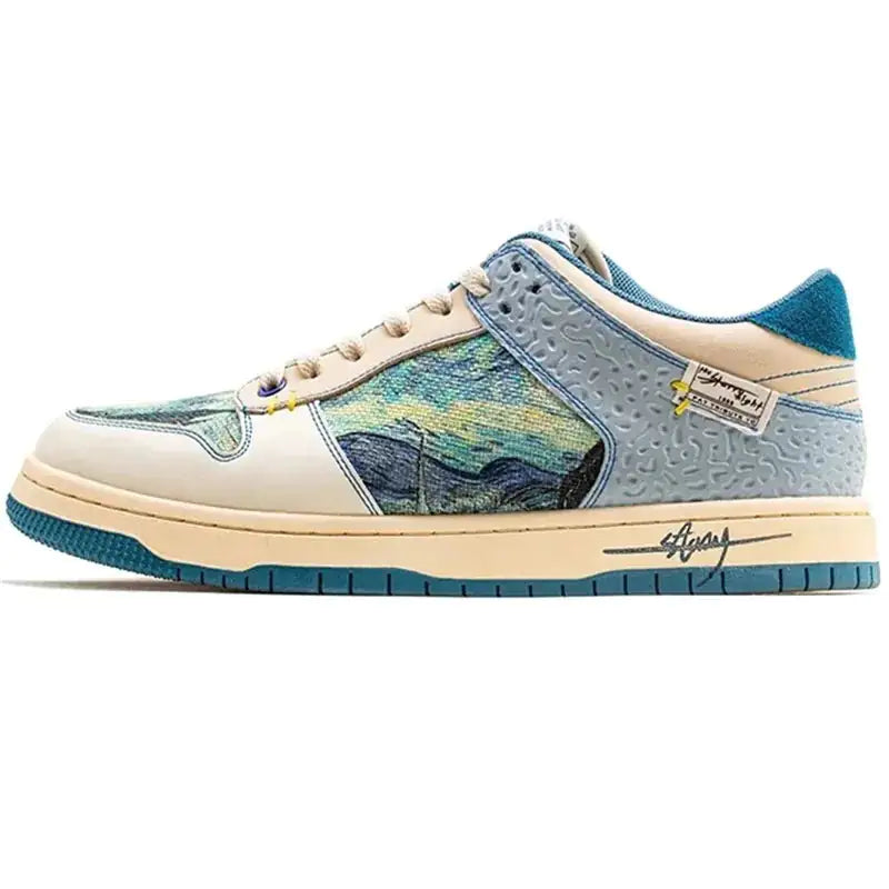 Zapatillas de lona para hombre con la leyenda "La noche estrellada de Van Gogh"