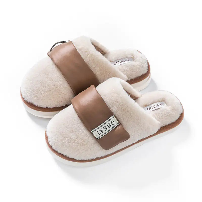 Pantuflas de terciopelo para interiores de otoño e invierno, cálidas, de algodón, para dormitorio de pareja