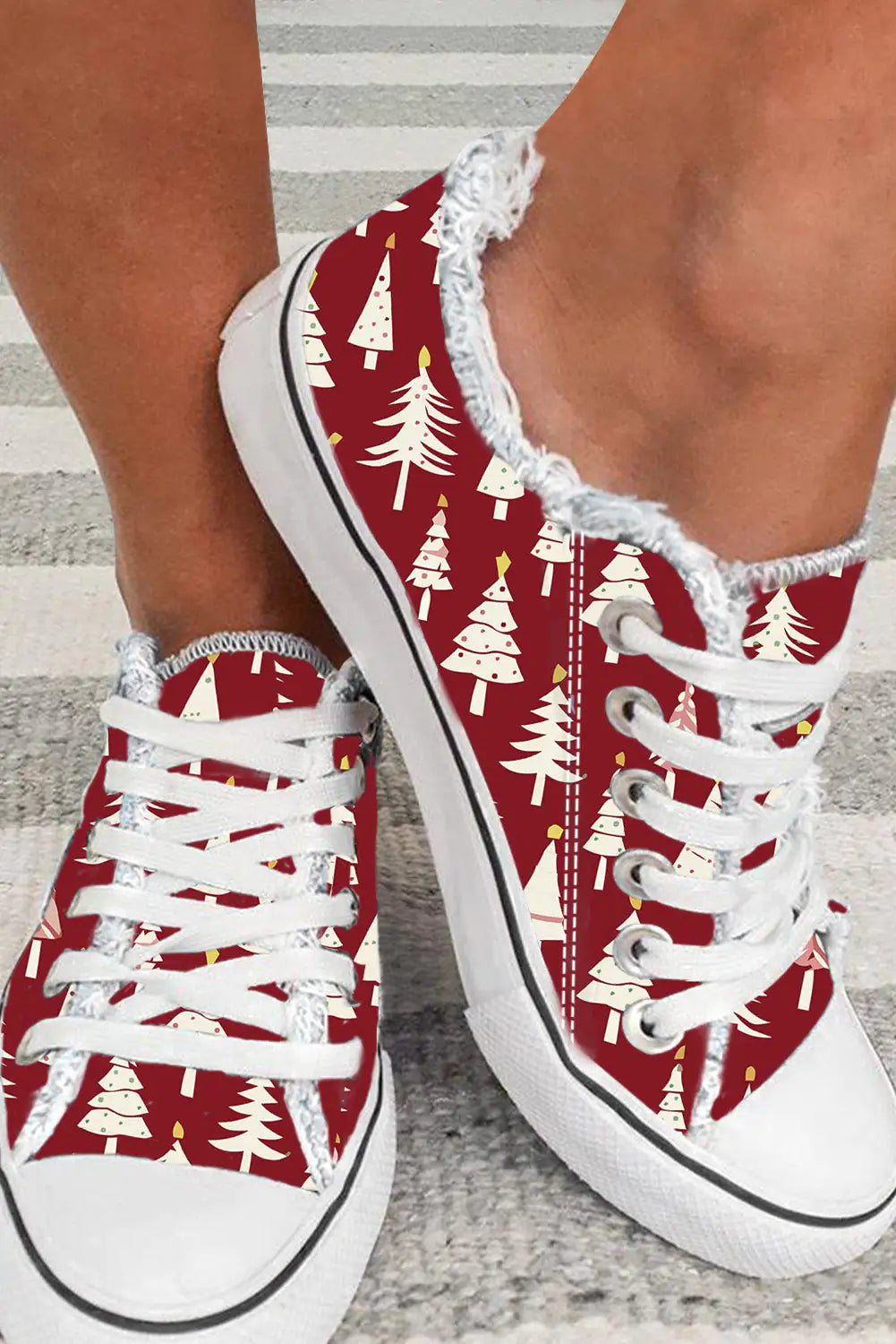 Zapatos planos de lona con diseño de árbol de Navidad para uso diario