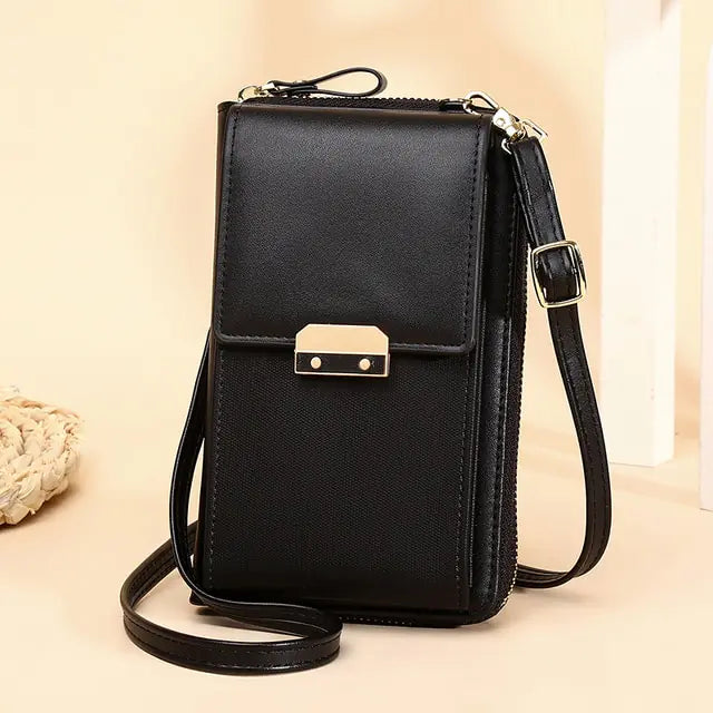 Bolso bandolera tipo cartera de piel sintética para mujer