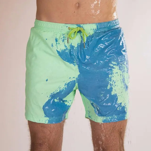 Pantalones cortos de playa para hombre con cambio de color mágico