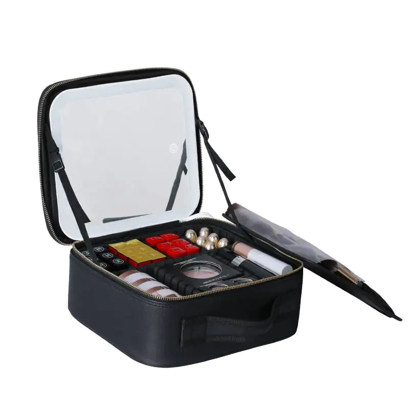 Bolsa de maquillaje de viaje con espejo de pantalla completa