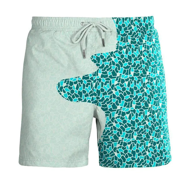 Pantalones cortos de playa para hombre con cambio de color mágico